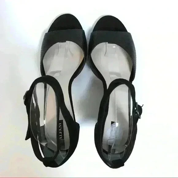 NEW Alfani Womens 9.5 Galeah Heels Black Peep Toe - Picture 5 of 9